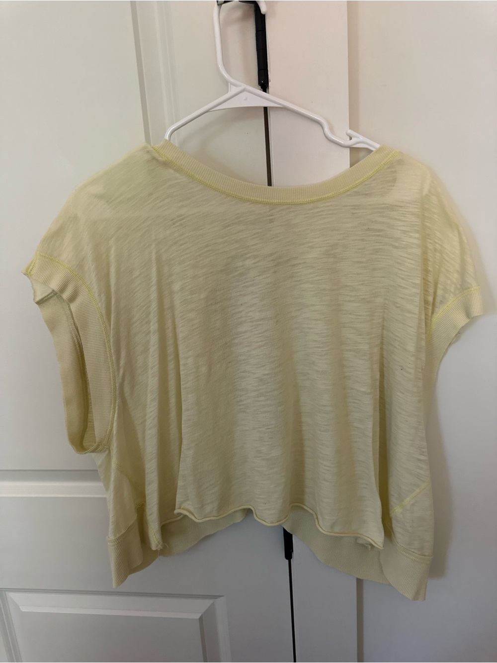 Free People Pale Yellow Short Sleeve Boxy Tee